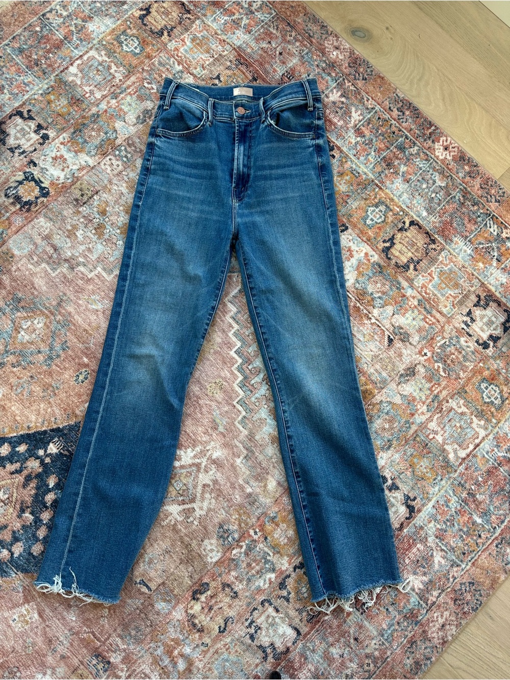 MOTHER Straight Leg Jeans in Medium Blue Wash